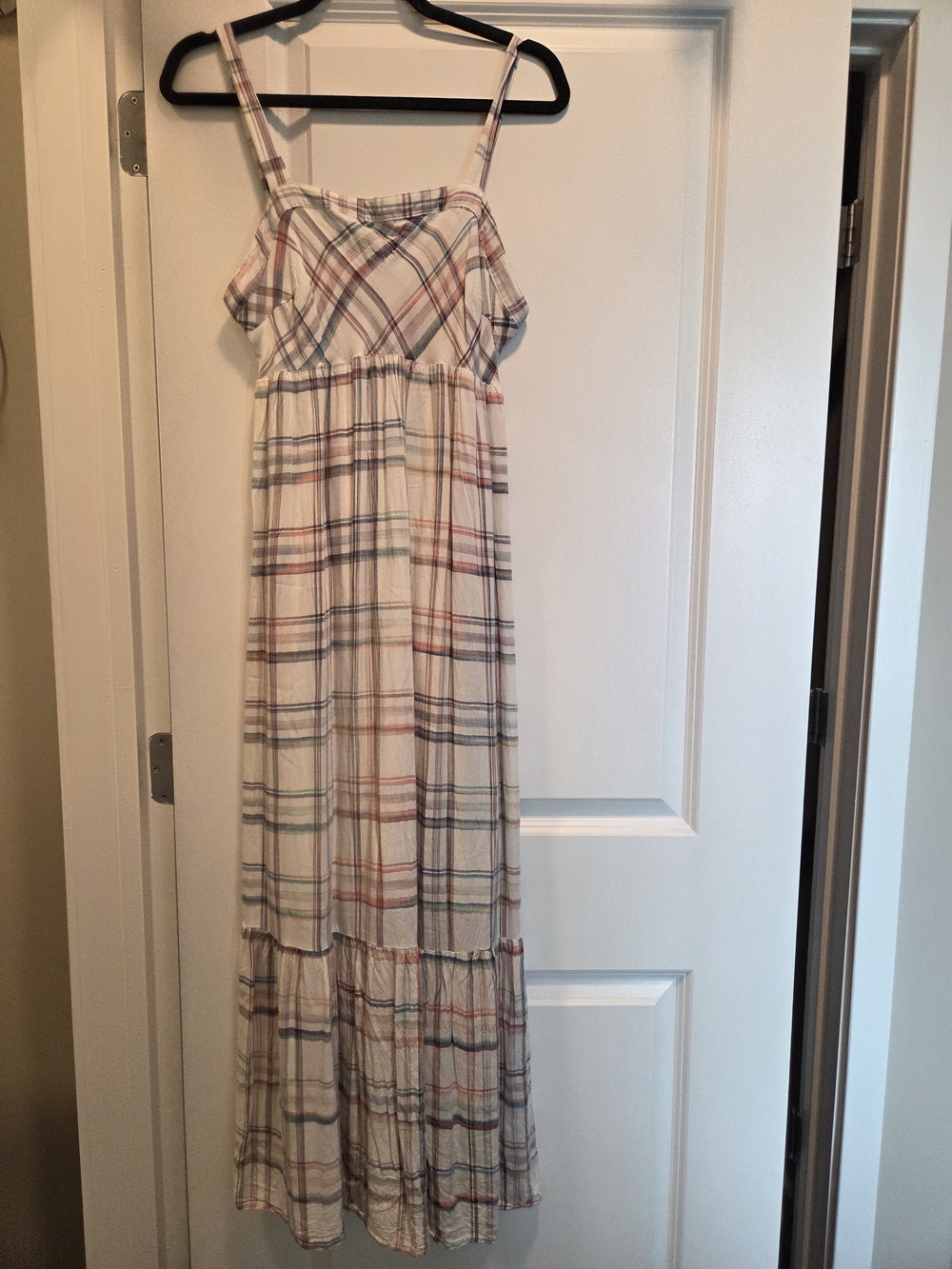 LOVESTITCH Plaid Tiered Maxi Dress Size Medium Boho